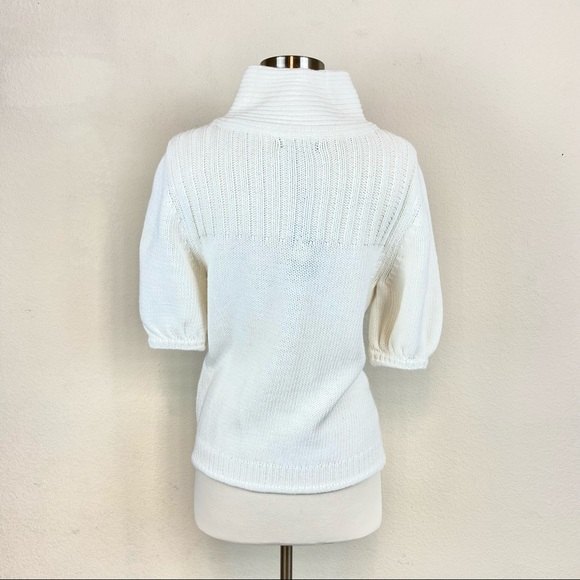 Express White Button Down Knit Sweater - Picture 3 of 9